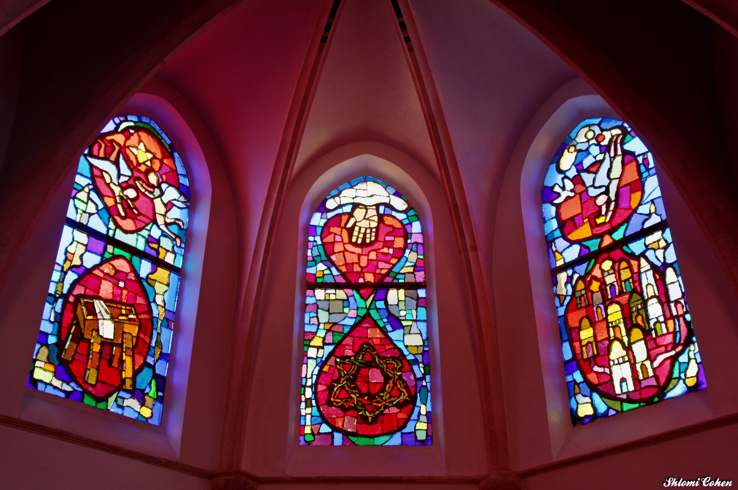 stained glass windows in Tel Aviv church
